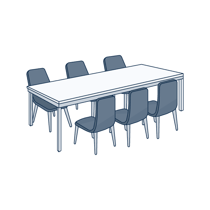 Ensemble table avec 4 à 8 chaises/tabourets