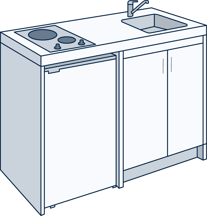 Installation kitchenette 120 x 60