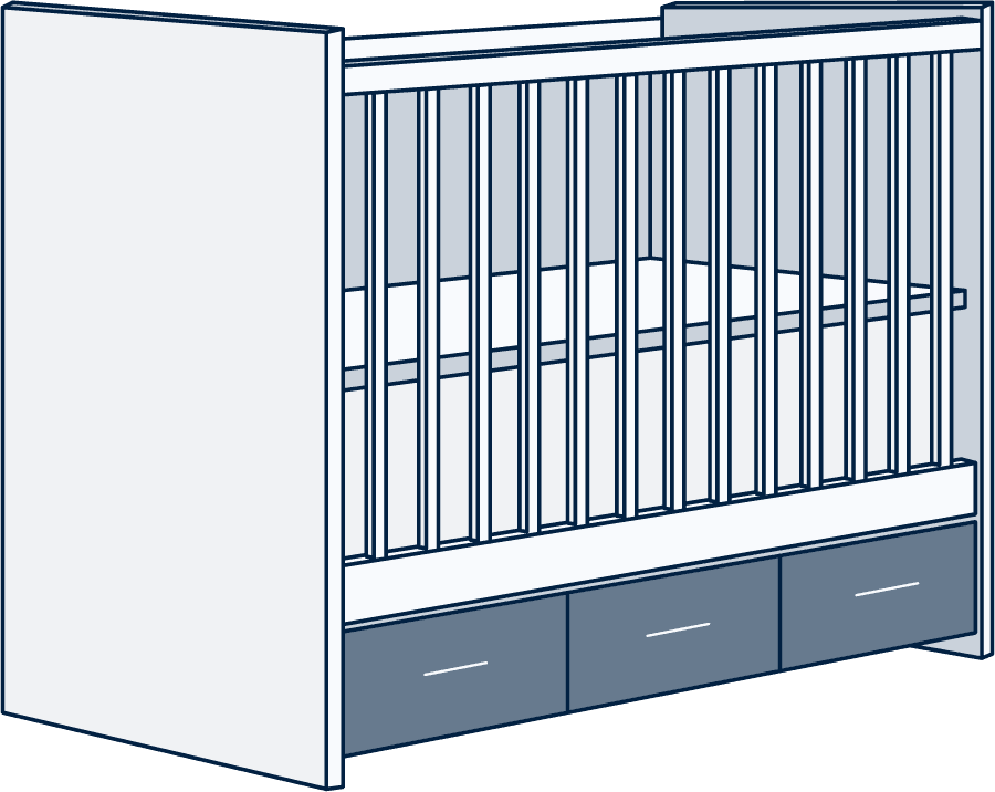 Lit bébé avec rangements type tiroirs
