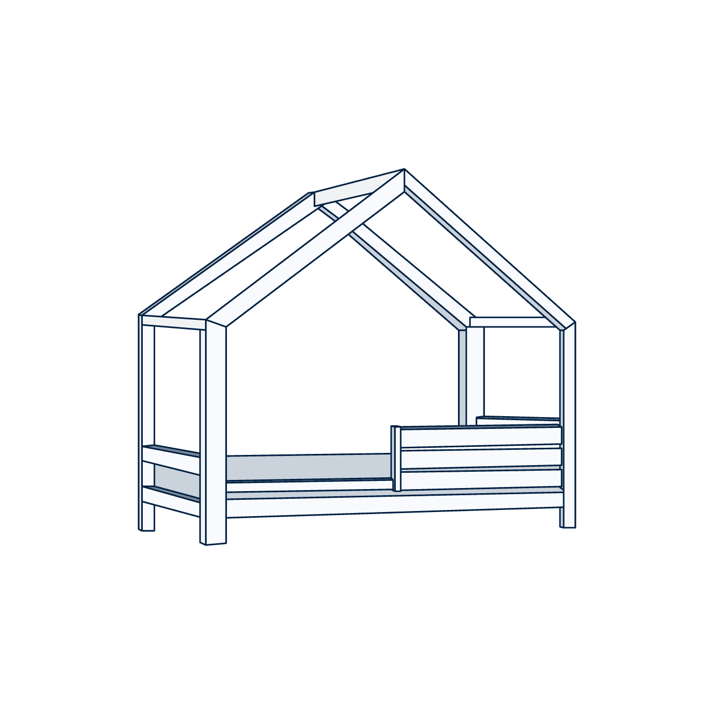 Lit cabane ou lit semi-haut (avec rangements simples)